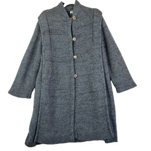 Bonnie Lee Leroy Button Up Cardigan Womens 40 Gray Knit Mohair Wool Nylon Blend